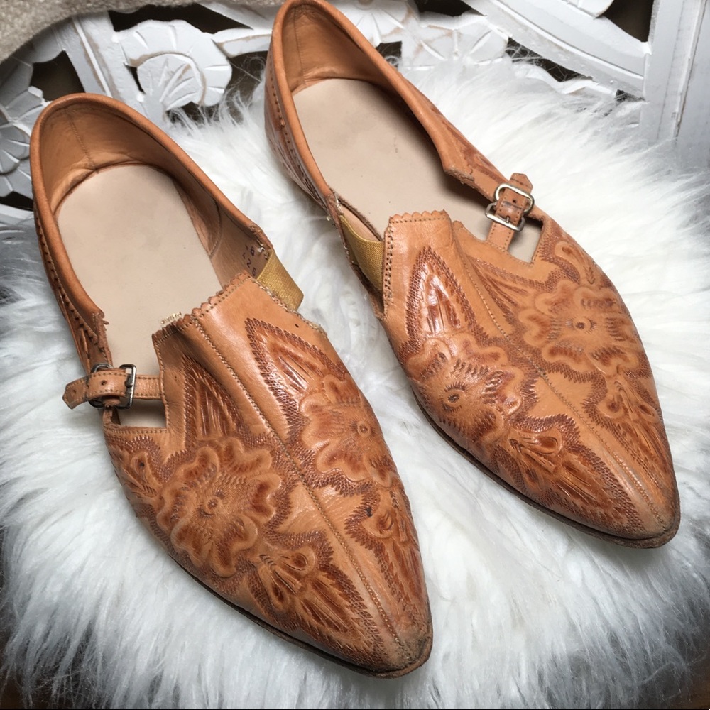 SOLD • Vintage tooled leather pointy toe western - Picture 4 of 8